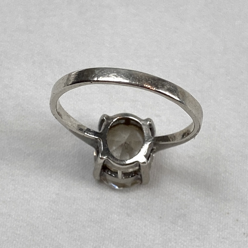 Cubic zirconia faceted solitaire 925 sterling silver ring artist initials SU - Picture 5 of 8